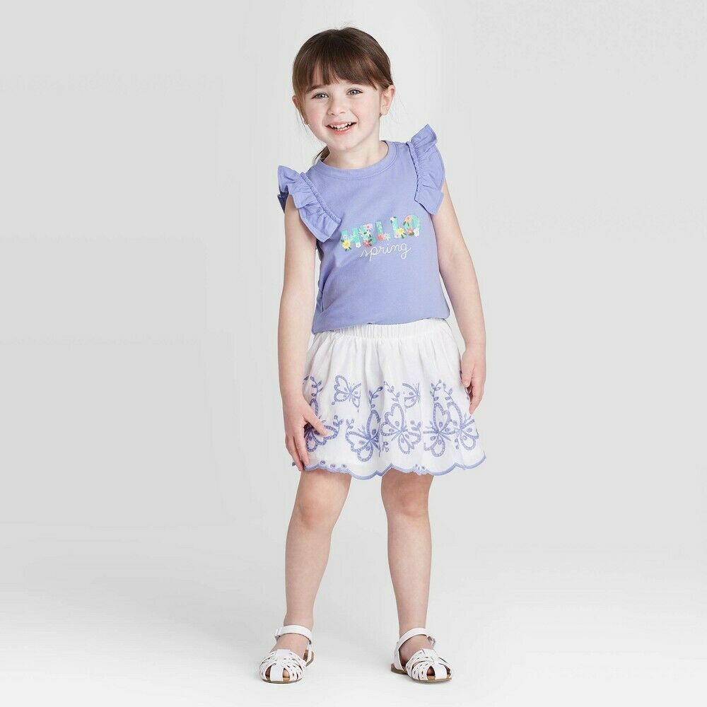 Cat & Jack Toddler Girls' Violet/White 2pc  Set 5T*